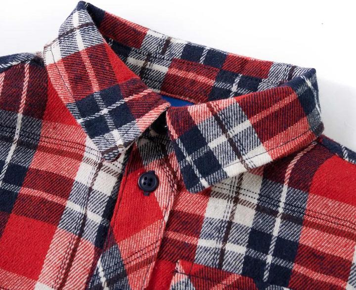 Actual product image vidaXL Children's shirt checked pattern red and navy blue 92,Material: 100 (92)