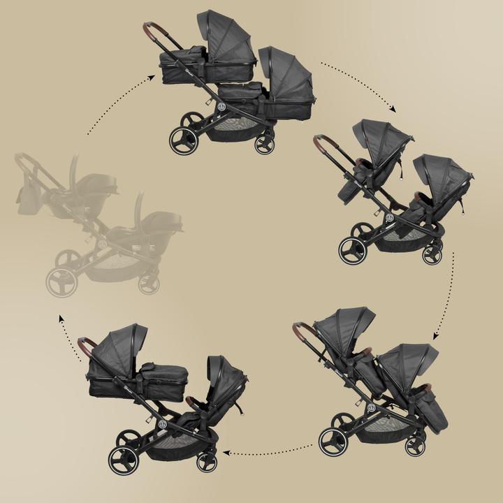 Produktbild BabyGo Geschwisterwagen Twinner Grey