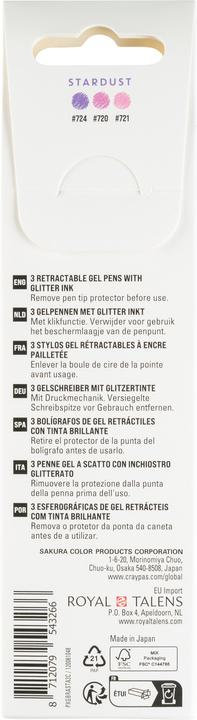 Productafbeelding Sakura Gelly Roll Retractable Classic Gelschreiber transparent 0,45 mm, Schreibfarbe: farbsortiert (Paars, Roze, Roze, 3x)