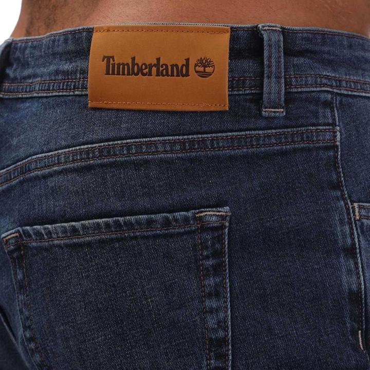 Actual product image Timberland Mens Sandown Leather Patch Straight Jeans (32)