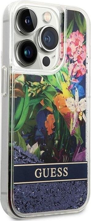 Produktbild Guess GUHCP14LLFLSB iPhone 14 Pro 6,1" niebieski/blue hardcase Flower Liquid Glitter (Apple iPhone 14 Pro)