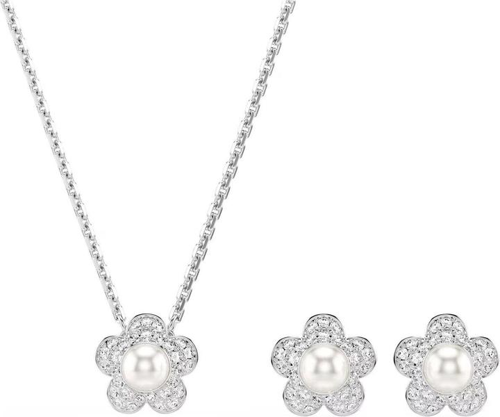 Swarovski x Ariana Grande Set Kristallperle Rundschliff Blume Weiss Rhodiniert (Swarovski Metall)