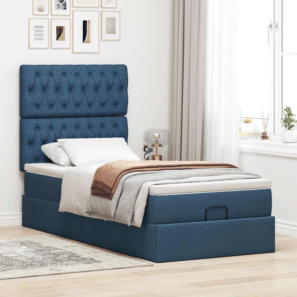 Thumbnail - VidaXL, Bett, Ottoman-Bett mit Matratze Blau 90x190 cm Stoff (90 x 190 cm)