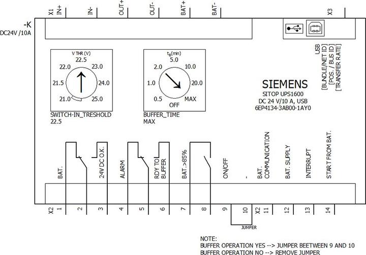 Produktbild Siemens SITOP UPS1600 USB interface 24V DC/10A (240 VA, 240 W, Online-Doppelwandler USV)