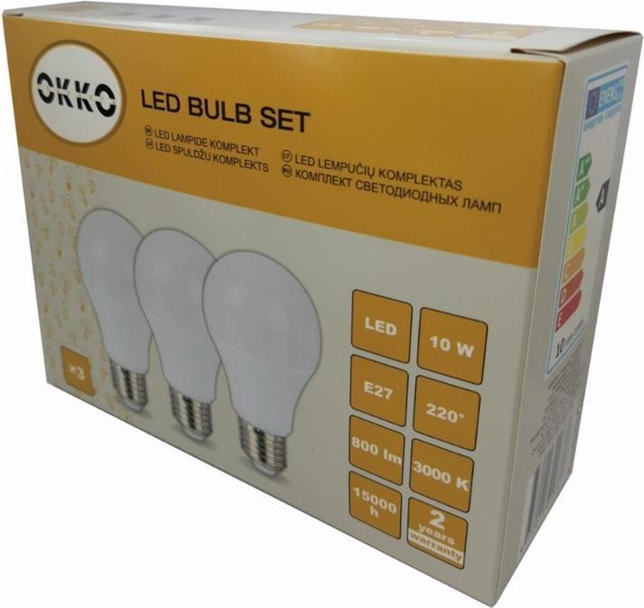Produktbild Okko LED BULB A60 10W E27 800LM 830 3PCS/PACK