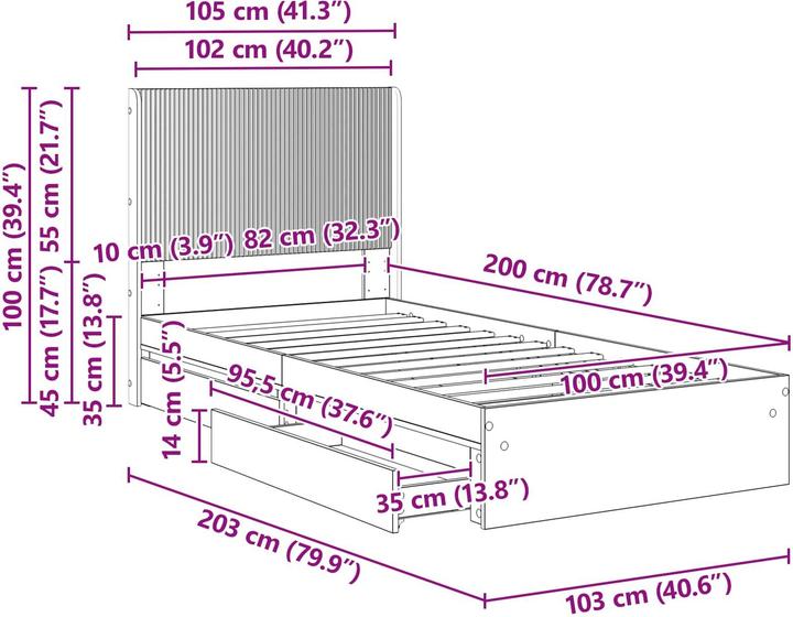 Produktbild vidaXL Bettrahmen (100 x 200 cm)