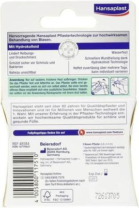 Nährwerte und Zutaten Hansaplast Blasen-Pflaster gross für Fersen, 5 St. Pflaster (5 x)