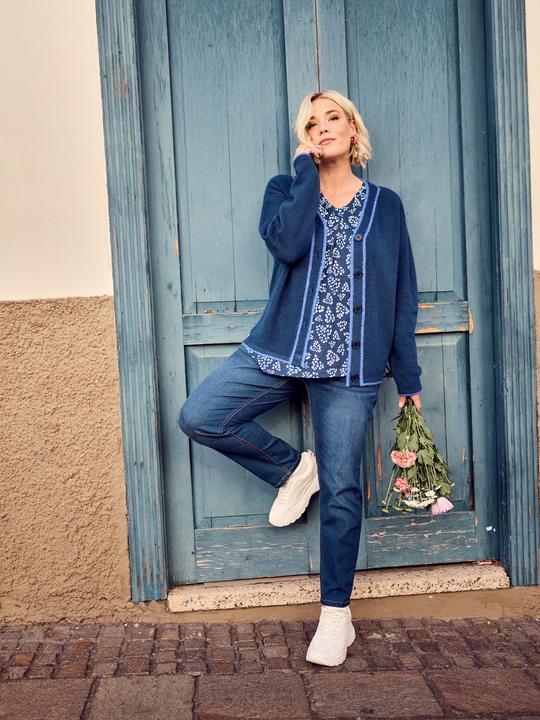 Produktbild Ulla Popken Strickjacke, Kontrastnaht, V-Ausschnitt, Langarm (50, 52)