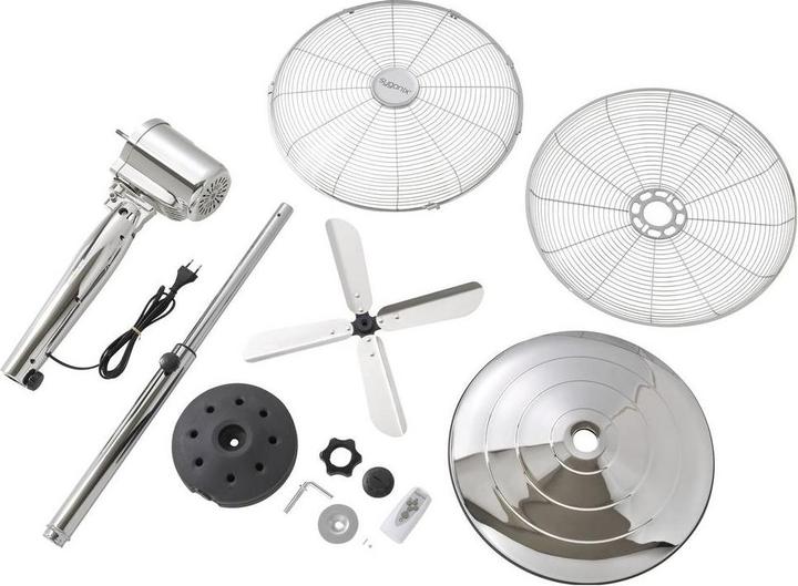 Produktbild Sygonix Standventilator 50 W (Ø x H) 440 mm x 1300 mm Chrom LED-Display, Oszil (65.70 dB)