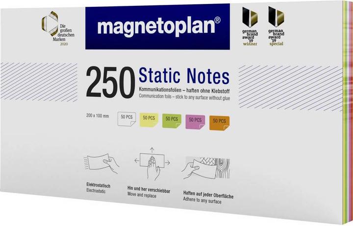 Produktbild Magnetoplan Haftnotiz Static Notes, 200x100 mm, 250 Stück sortiert