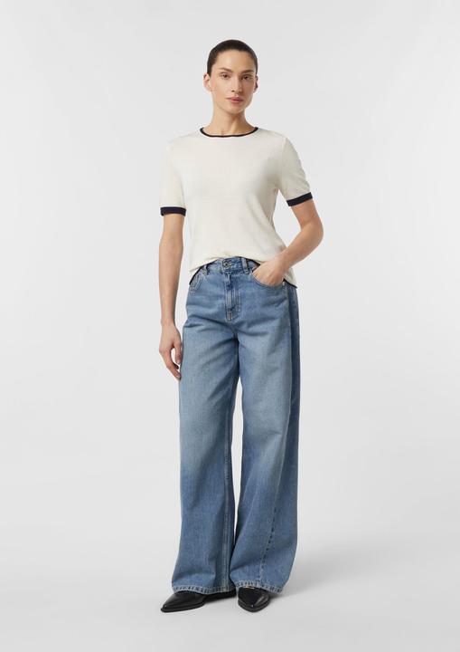 Image du produit Comma Strickpullover Basic Feinstrick-Shirt mit Kontrastabschlüssen (38)