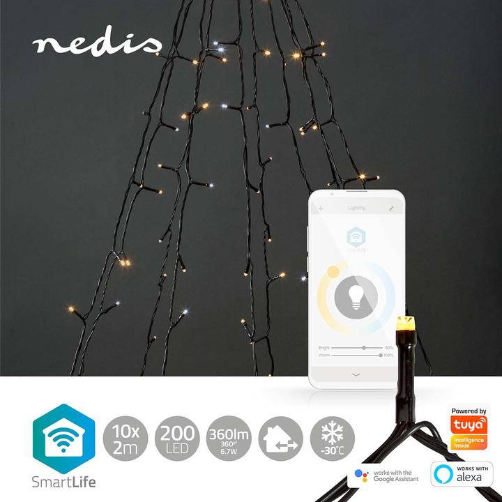 Actual product image Nedis SmartLife Decorative LED | Wi-Fi | Warm to Cool White | 200 LED's | 10 x 2 m | Android™ / IO (2 m)