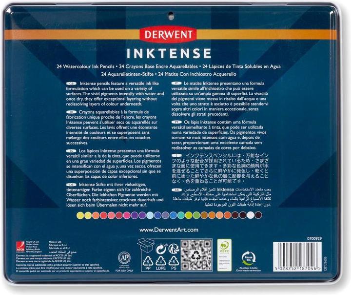 Immagine prodotto Derwent Matita colorata Inktense Set 24 astuccio in metallo (Multicolore, multicolore, 24 x)