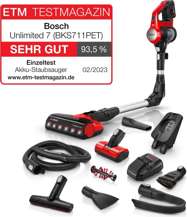 Actual product image Bosch Hausgeräte Unlimited 7 ProAnimal BKS711PET with bend tube, Tornado Red