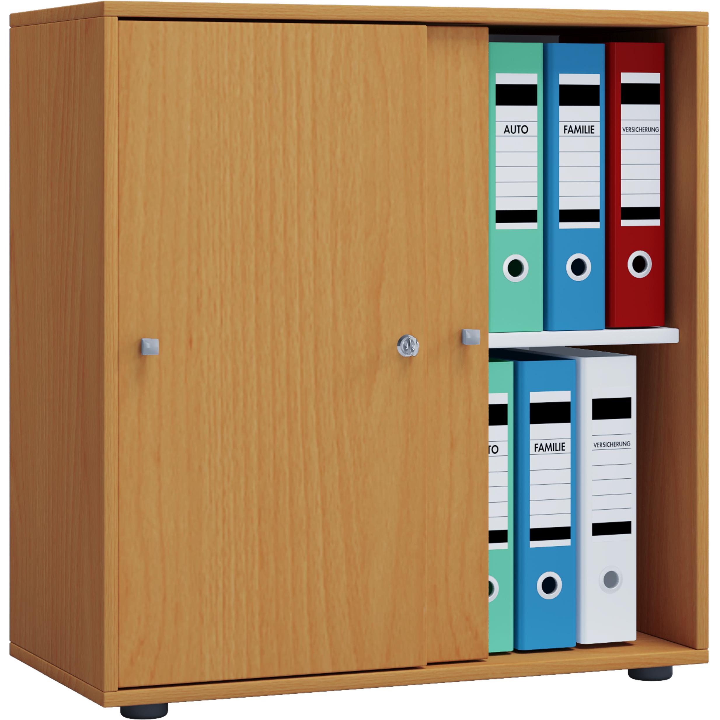 VCM, Aktenschrank, Holz Büroschrank Aktenregal Lona 2 Fächer Schiebetüren (70 x 74 x 37 cm)