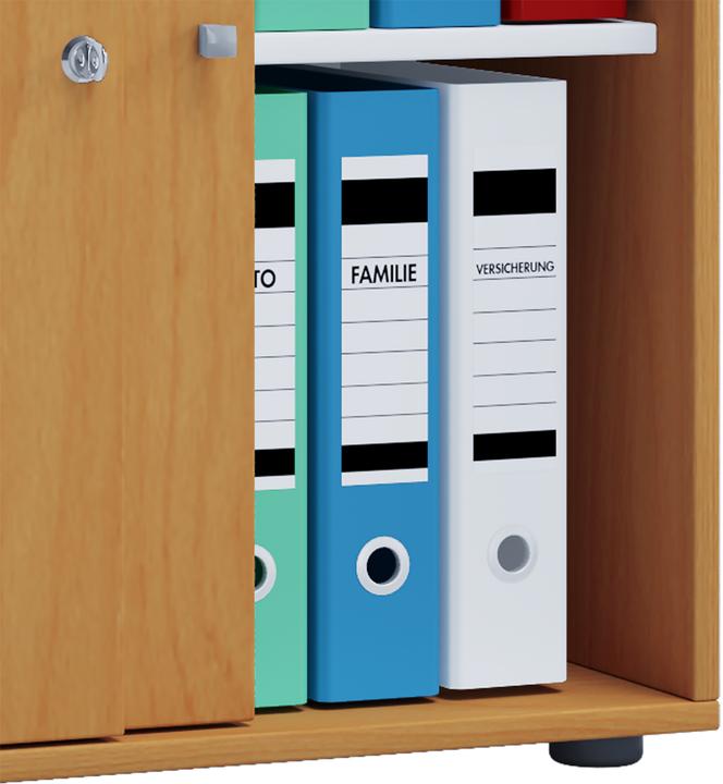 Image du produit VCM Armoire de bureau en bois Étagère à dossiers Lona 2 compartiments Portes coulissantes (70 x 74 x 37 cm)