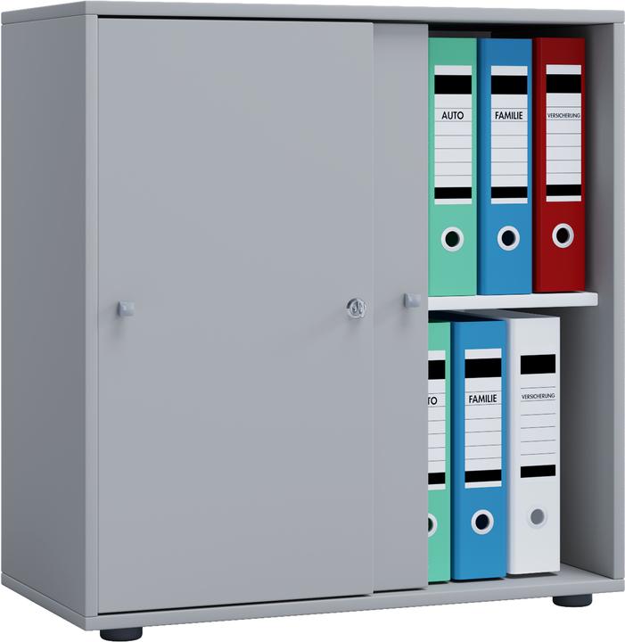 VCM Holz Büroschrank Aktenregal Lona 2 Fächer Schiebetüren (70 x 74 x 37 cm)