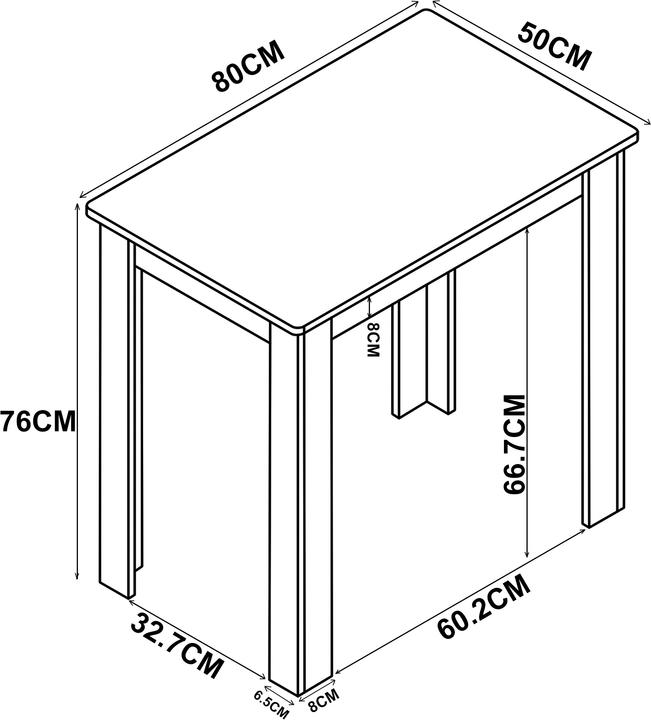 Produktbild VCM Holz Esstisch Küchentisch Esal 76 x 80 x 50 cm (80 x 50 x 76 cm)