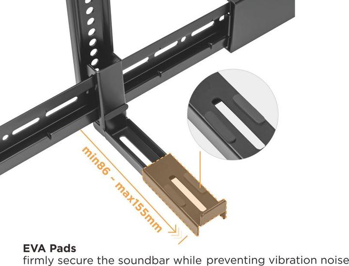 Image du produit equip Support mural pour appareils audio/vidéo sw (1 pièce, Installation murale, Réglable en hauteur)