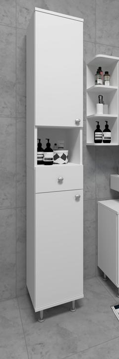 Actual product image VCM Wooden Bathroom Furniture Tall Cabinet Bathroom Cabinet Bathroom Drawer Shelf Nilosi (30 x 31 x 185 cm)