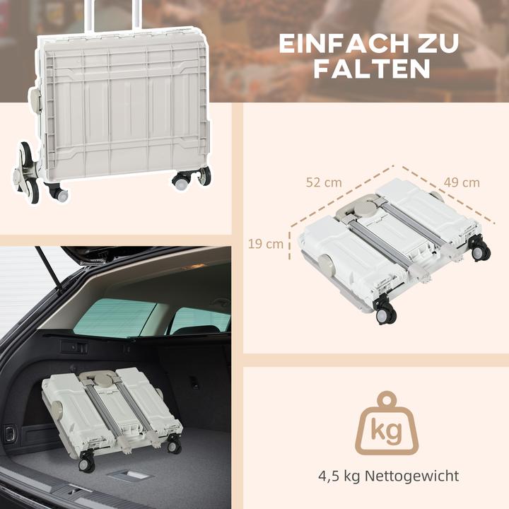 Image du produit Homcom Chariot de supermarché avec poignée télescopique