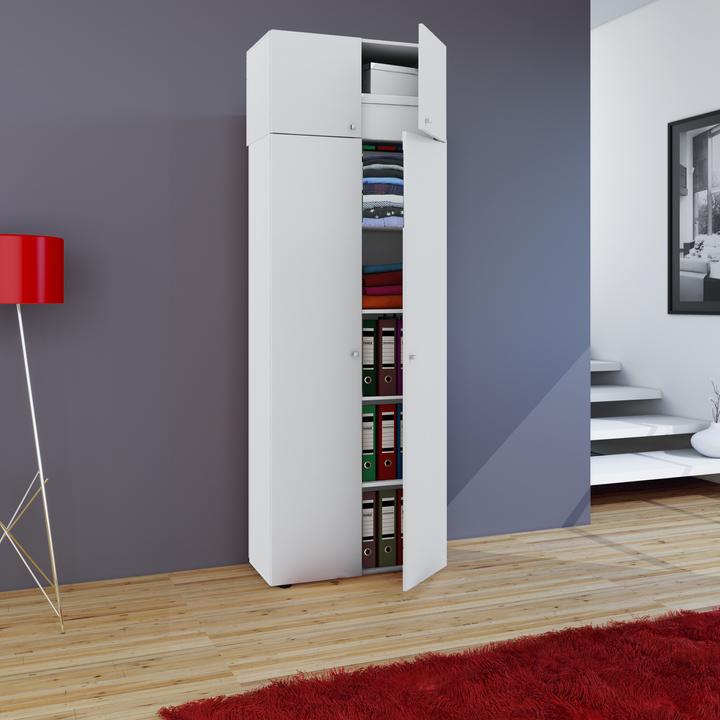 Actual product image VCM Wooden multi-purpose cabinet series Vandol with hinged doors (70 x 40 x 218 cm)