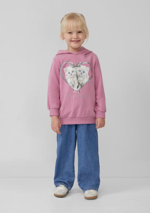 Produktbild s.Oliver Sweatshirt Hoodie mit Frontprint und Schmucksteinen (98)