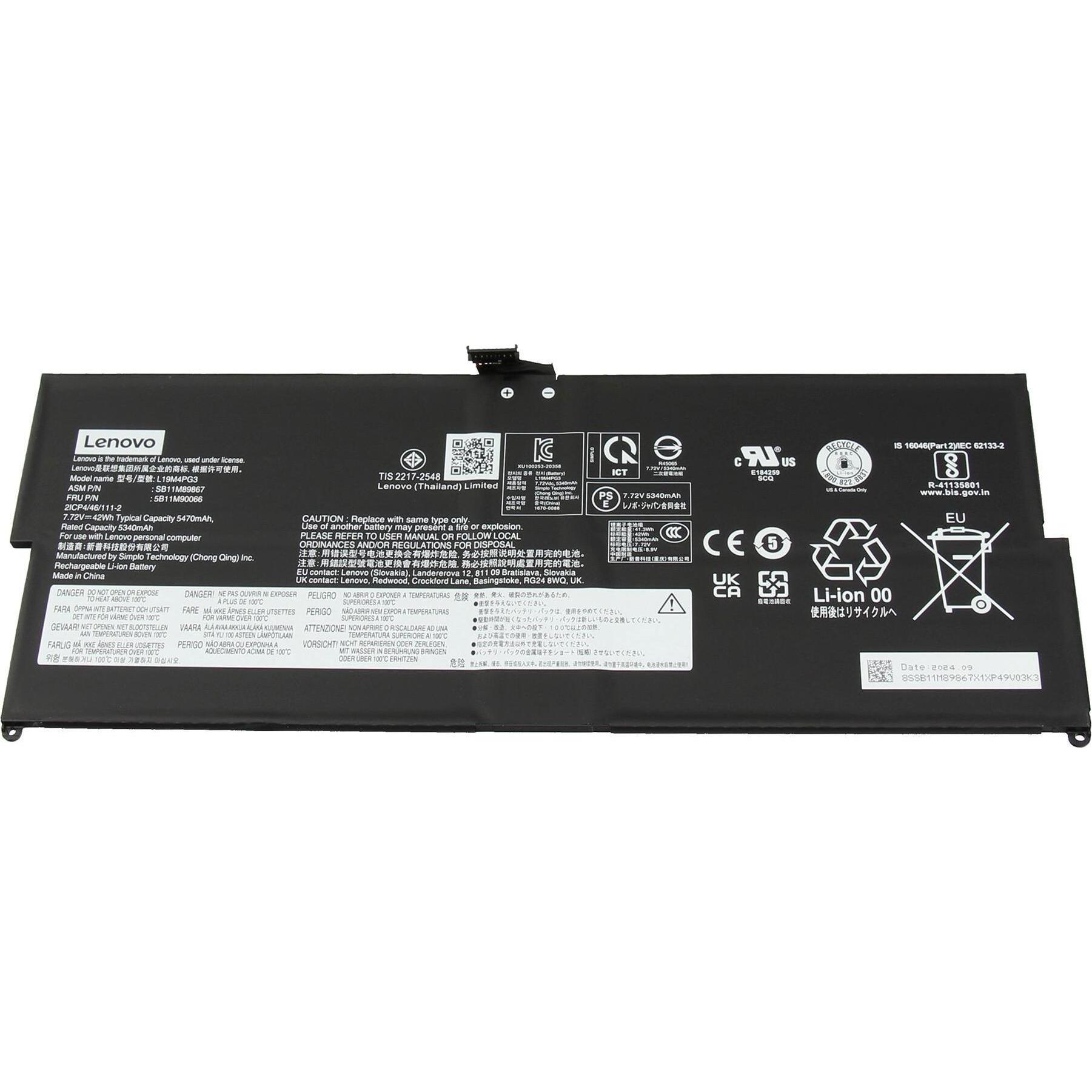 Lenovo L19M4PG4 (4 Zellen, 5470 mAh), Notebook Akku