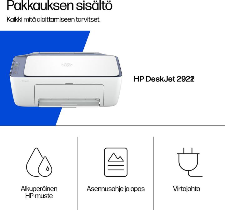 Actual product image HP Hewlett-Packard DESKJET 2922 ALL-IN-ONE WHITE NMS IN MFP (Colour)
