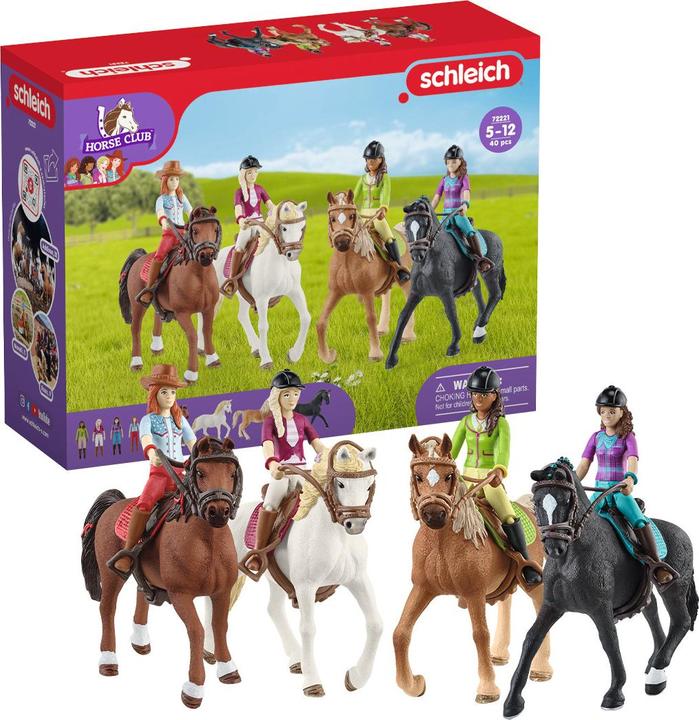 Schleich Promenade à cheval avec 4 personnages mobiles et 4 chevaux