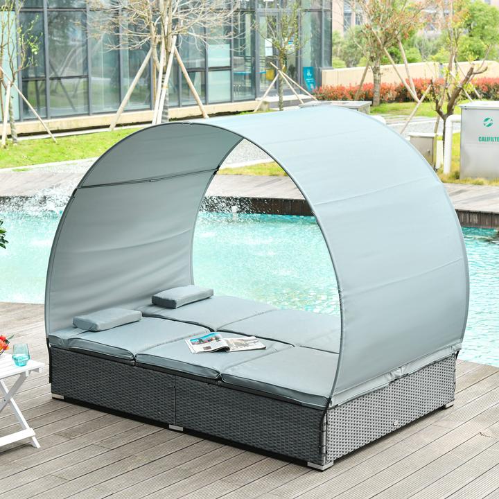 Produktbild Outsunny Doppelliege mit Sonnendach (196 cm)