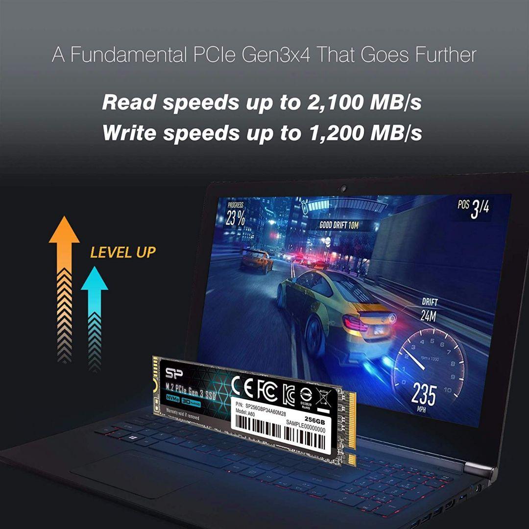 Thumbnail - Silicon Power A60 M.2 2280 256GB Max2200/1600 MB (256 GB, M.2 2280), SSD