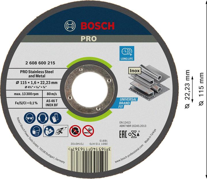 Actual product image Bosch Professional Zubehör PRO Stainless Steel and Metal cutting disc, 115 x 1.6 x 22.23 mm
