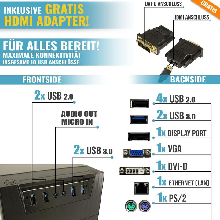 Produktbild Greed Multimedia PC (i7 4790, 16GB Ram, 240GB SSD, 1TB HDD)