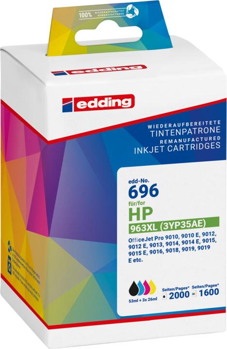 Image du produit Edding EDD-696 Cartouche d'impression noir, cyan, magenta, jaune compatible avec HP 963XL (3YP35AE), lot (M, C, Y, CF)