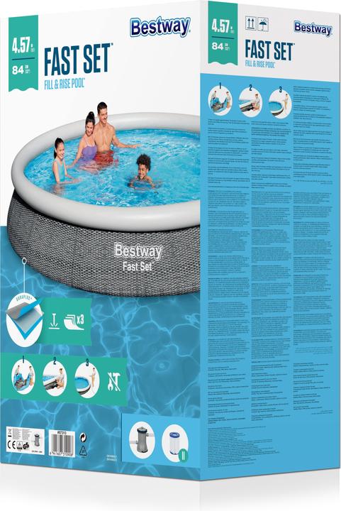 Productafbeelding Bestway Fast Set 57313 bovengronds zwembad Framed pool Rond 9677 L Grijs (457 x 84 cm)