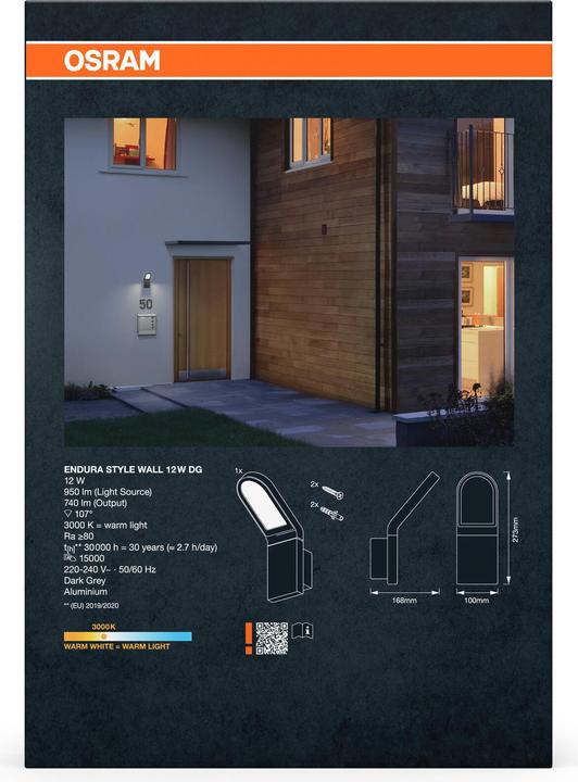 Produktbild Osram ENDURA® STYLE WALL 12W Dark Gray (740 lm, IP44, IP54)