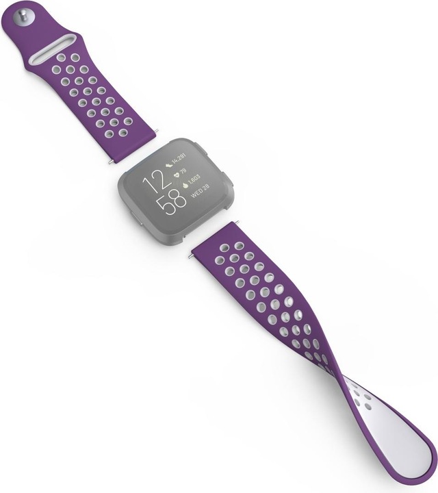 Produktbild Hama Silikon-Sportarmband für Fitbit Versa2/Versa/Versa Lite, lila/grau, univ. (Silikon, Rostfreier Stahl, Versa Lite, Versa)