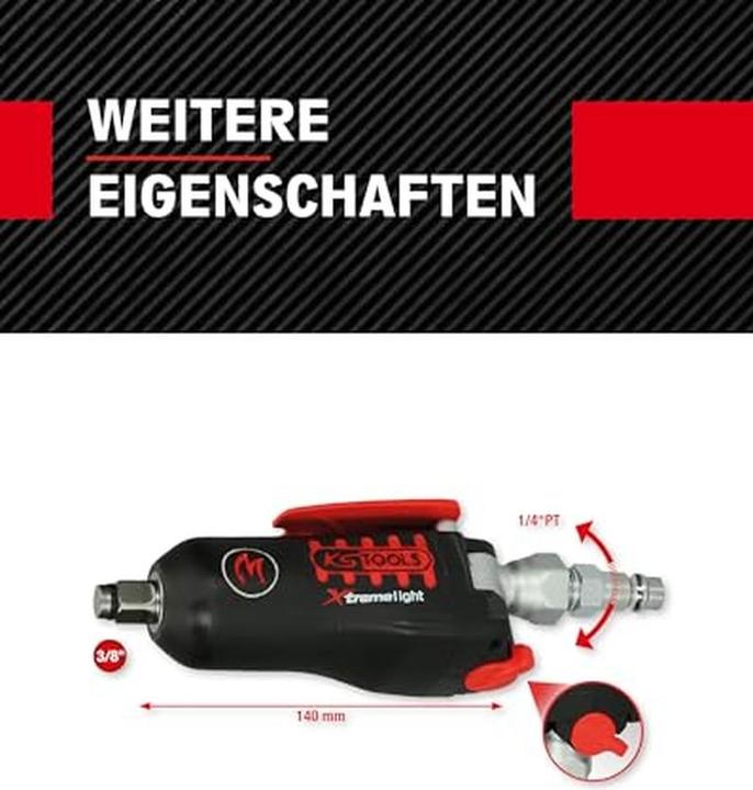 Immagine prodotto KS Tools 3/8 MONSTER Xtremelight mini avvitatore ad aria compressa con bilanciere reversibile, 108Nm
