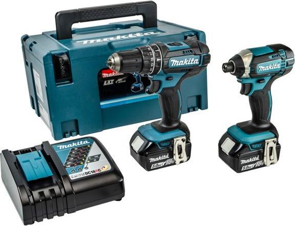 Productafbeelding Makita DLX 2131 TJ Batterij Combo Kit 18 V met DHP 482 62 Nm + DTD 152 165 Nm + 2x batterij 5.0 Ah + lader (Oplaadbare batterij)