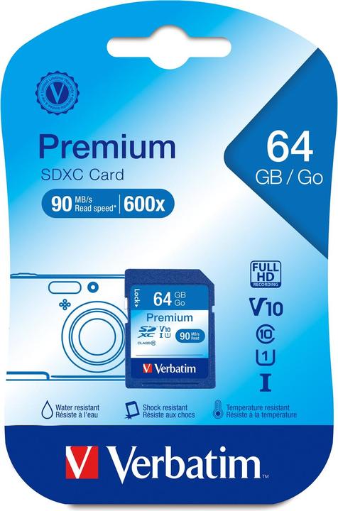 Produktbild Verbatim SDXC Card Class 10 Premium (64 GB, SDXC, U1, UHS-I)