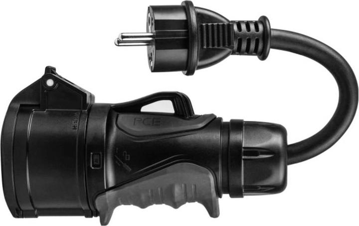 Actual product image GreenCell Adapter from red 16A 400V CEE coupling 5-pole socket to Schuko 230V plug (CEE 16, Type 1, 3.70 kW, 16 A)