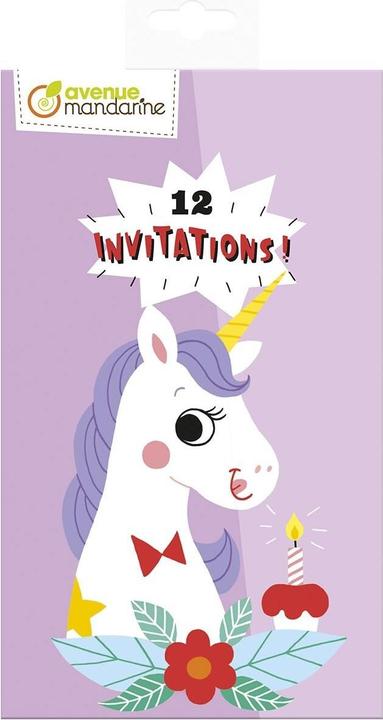 Image du produit Avenue Mandarine Carte d'invitation Licorne 17 x 10 cm (12 pcs)
