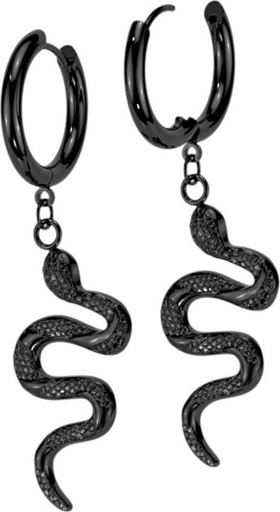 Image du produit Star Piercing Boucles d'oreilles noir pendentif serpent (sans laiton, Acier chirurgical 316L)