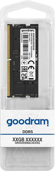 Actual product image Goodram SO-DIMM DDR5 32GB 4800MHz CL40 2048x8 (1 x 32GB, 4800 MHz, DDR5 RAM, SO-DIMM)