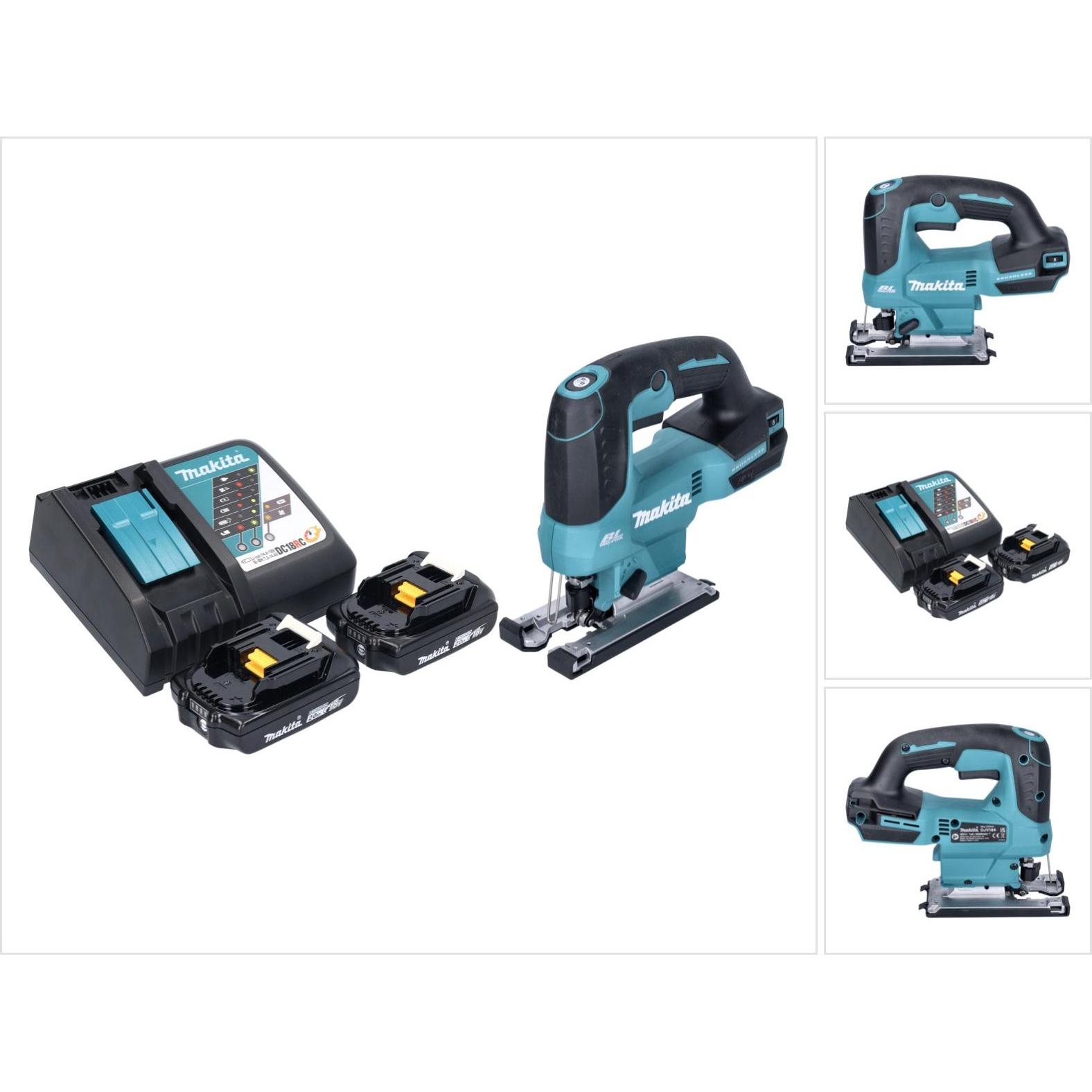 Makita, Stichsäge, DJV 184 RA Akku Pendelhub Stichsäge 18 V Brushless + 2x Akku 2,0 Ah + Ladegerät