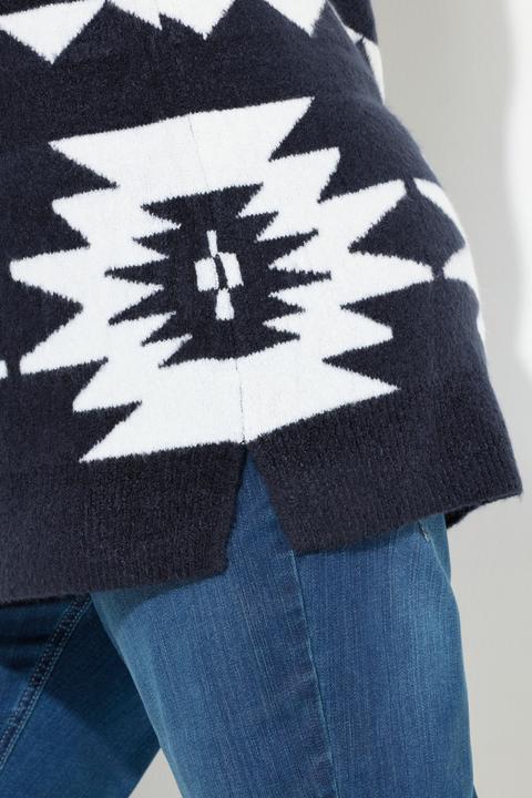Immagine prodotto Ulla Popken Maglione dolcevita con design grafico e maniche lunghe (54)
