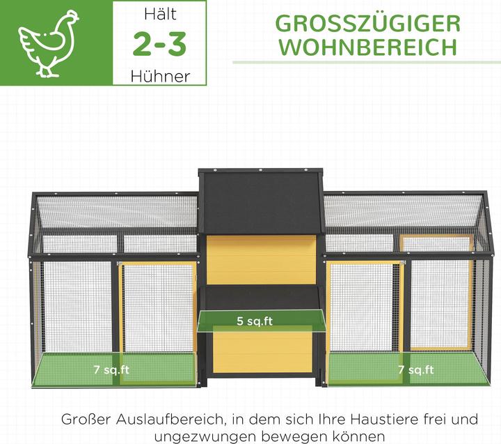 Produktbild PawHut Hühnerstall Tannenholz Gelb