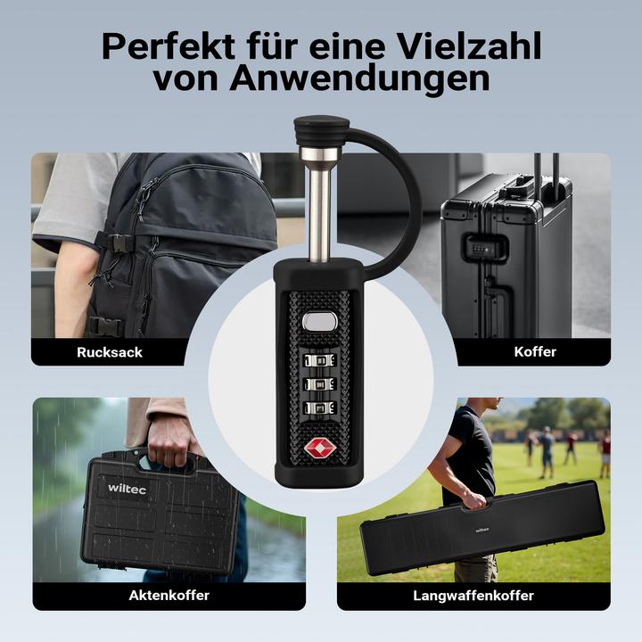 Immagine prodotto Wiltec Waffenkoffer Zahlenschloss Kofferschloss Gewehrkoffer Vorhängeschloss