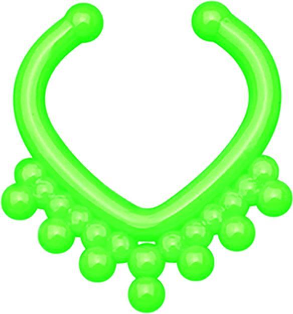Actual product image Star Piercing Fake Septum mit Kugel in Dreiecksform grün (Plastic, without brass)